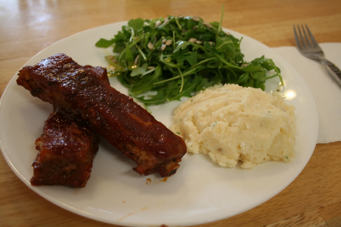 White Peach Balsamic Vinaigrette with Ribs and Mashed Potatoes | Fat Cow Food Blog